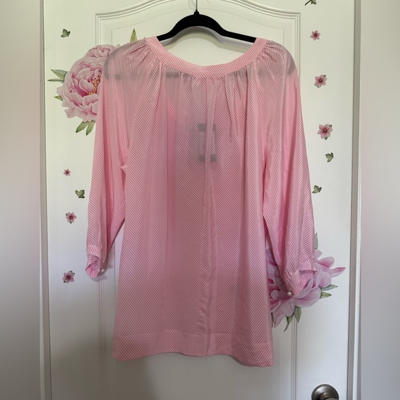 Lilly Pulitzer Silk Pink Puff Sleeve Blouse XL - Picture 3 of 10